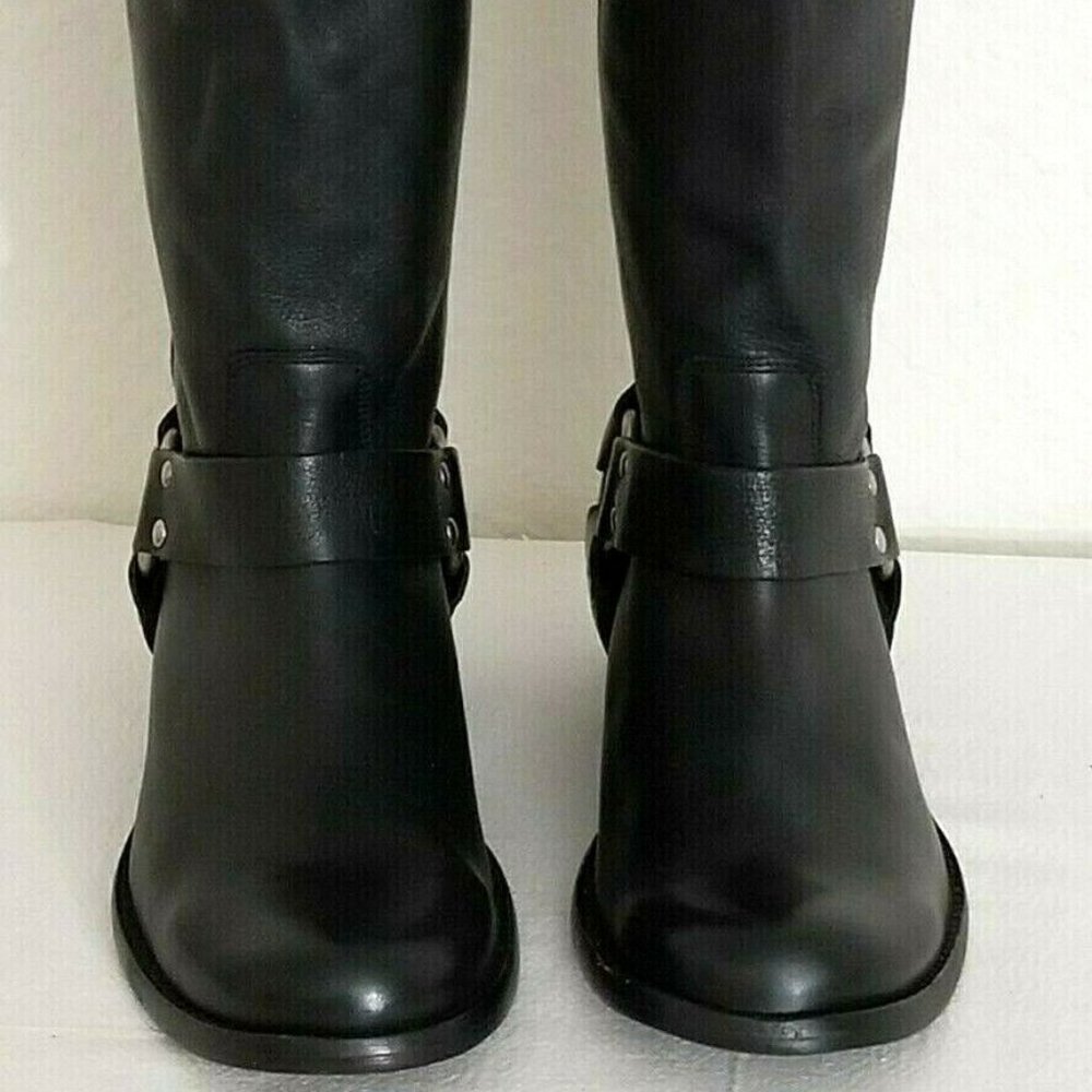FRYE PHILLIP HARNESS EQUESTRIAN TALL RIDING BOOTS BLACK LEATHER ZIP 6.5 NWT - Picture 5 of 12